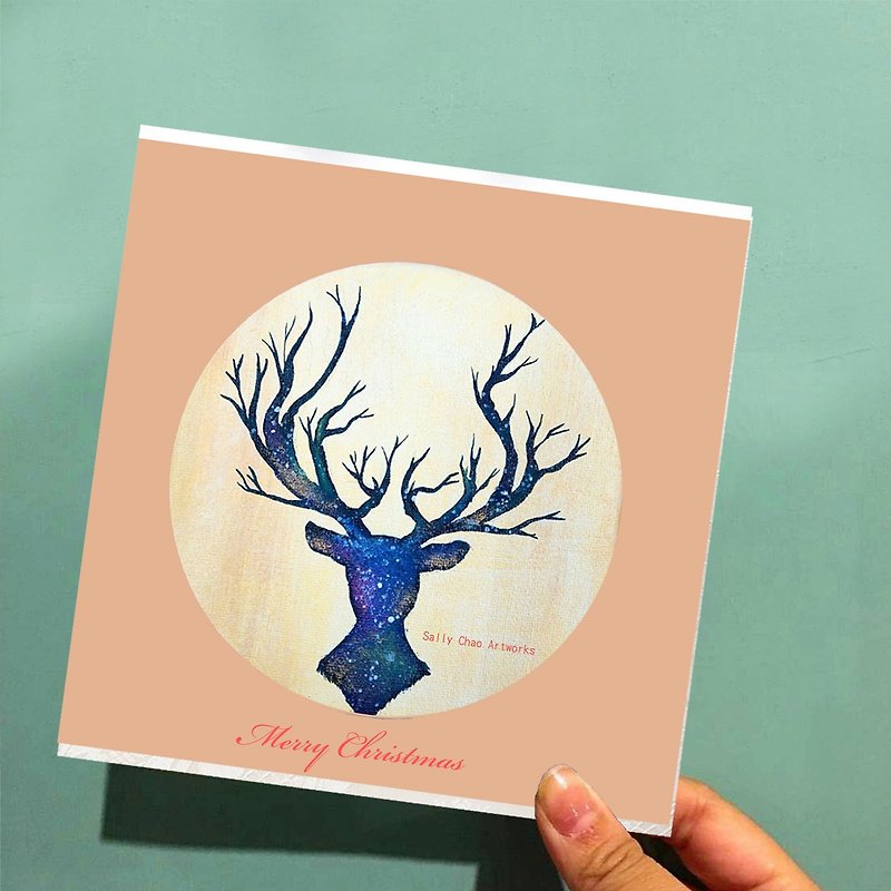 Starry Elk Square Christmas Card / Universal Card / Postcard - Cards & Postcards - Paper 