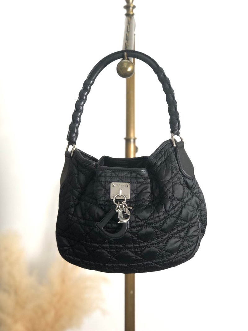【 日本直送　名牌中古包 】Christian Dior カナージュ ショルダーバッグ ブラック ロゴ チャーム ナイロン ホーボーバッグ j5gaea - 側背包/斜背包 - 尼龍 黑色