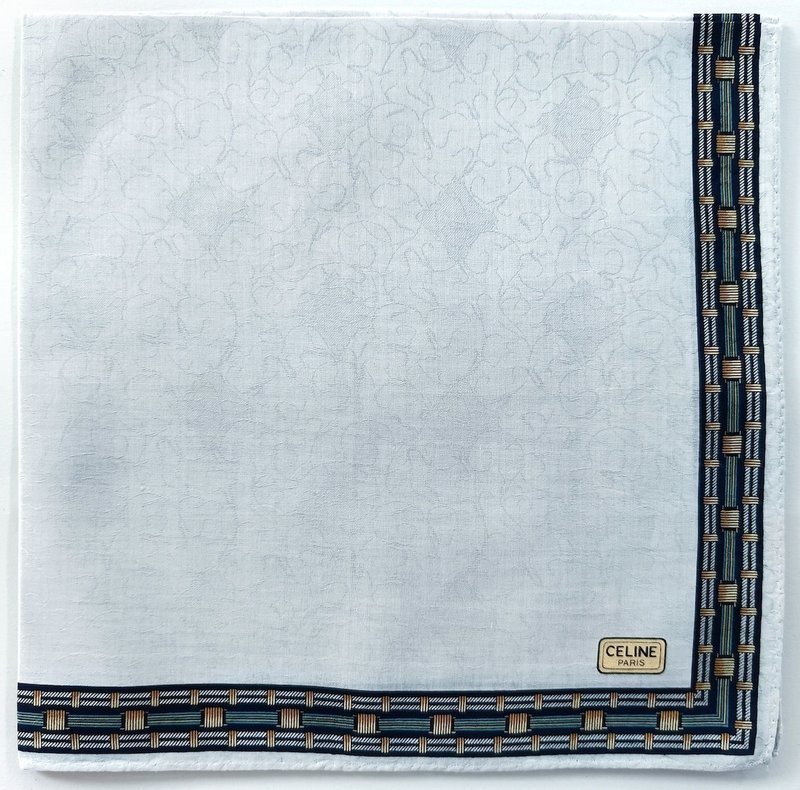 Celine Vintage Handkerchief Logo Monogram Light Blue 19 x 19 inches - Handkerchiefs & Pocket Squares - Cotton & Hemp Gray