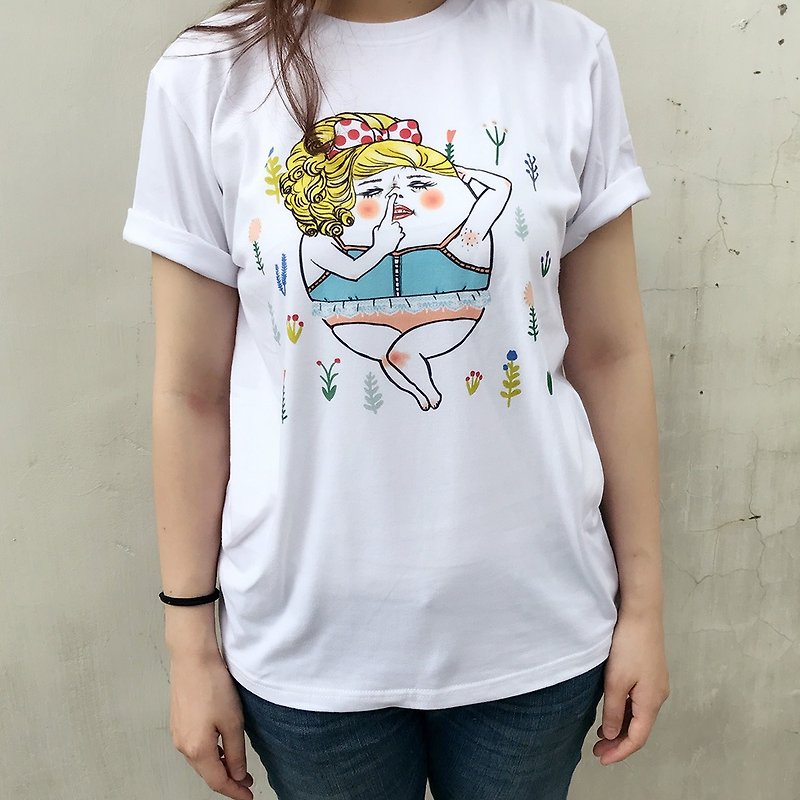 Illustration cotton T pig nose girl - Unisex Hoodies & T-Shirts - Cotton & Hemp White