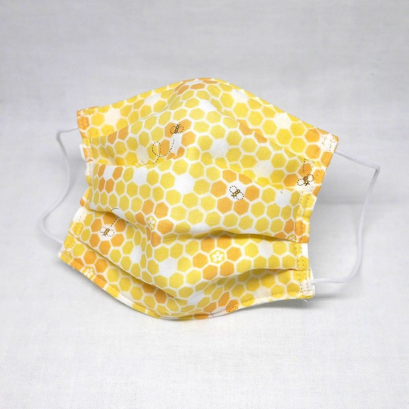 Japanese Handmade gauze mask / bee yellow - 口罩/口罩收納套 - 棉．麻 黃色