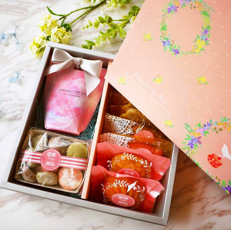 [Taguo] Happy Flower Forest-Handmade Biscuit Gift Box (Mid-Autumn Festival/Wedding Cake/Souvenir/Valentine's Day) - Handmade Cookies - Fresh Ingredients Pink