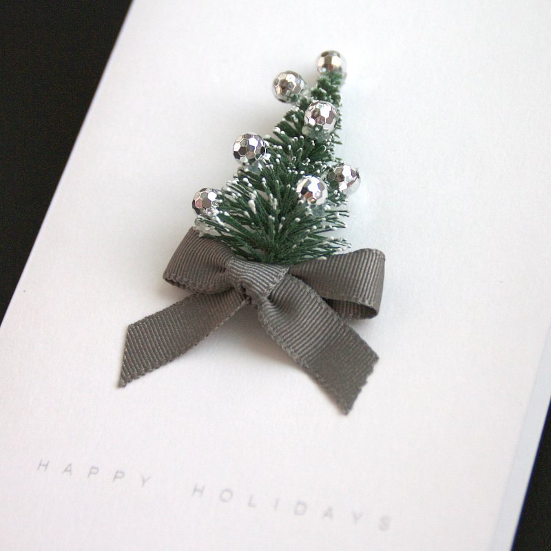 Happy Holidays銀色聖誕樹卡片 聖誕卡片 - 卡片/明信片 - 其他材質 銀色