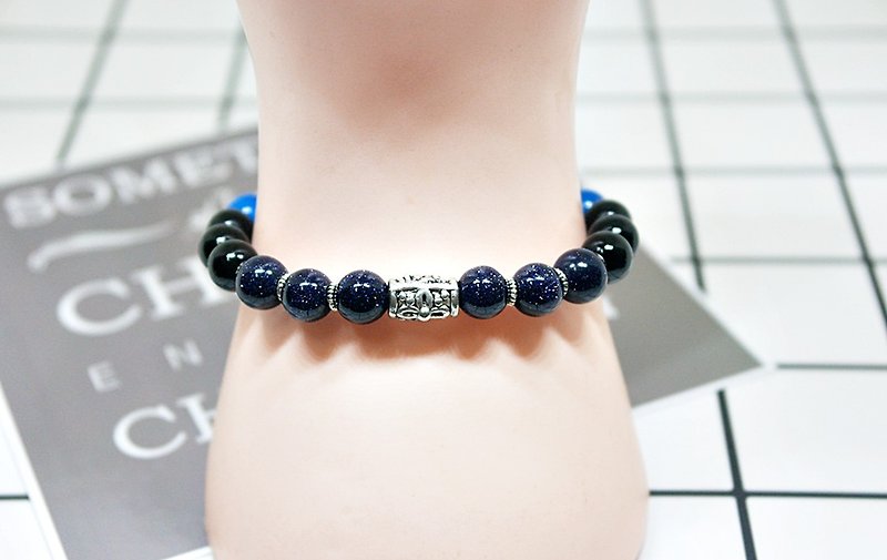 Natural Stone X Alloy Bracelet_幻彩星空=>Limited X1 #中性#男友礼物# Father's Day - Bracelets - Gemstone Blue