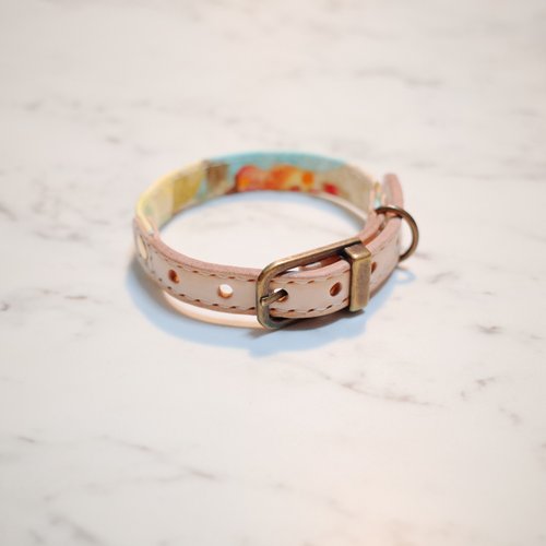 Michu Pet Collars #美珠手作 狗 項圈 S號 春夜 水彩渲染系列 薄荷綠 附鈴鐺 可加購吊牌