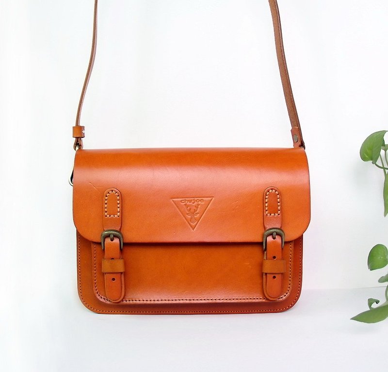 Vintage Cambridge bag, leather messenger bag, vegetable tanned leather lady bag, leather doctor bag, free lettering, personalized gift - กระเป๋าแมสเซนเจอร์ - หนังแท้ 