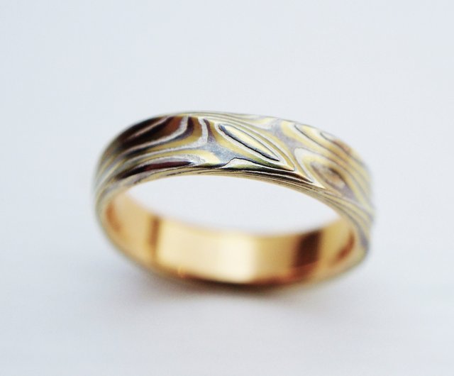 Element47 Jewelry studio~ Karat gold mokume gane wedding ring 16