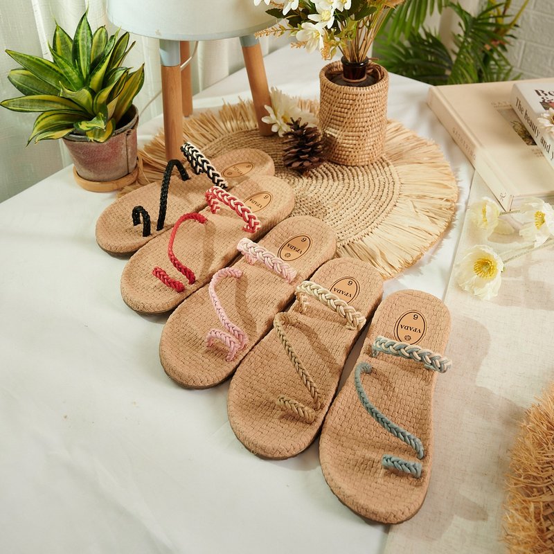 Vpada_sandals_VP-R18 Rope Collection รองเท้าแตะชายหาดแบน รองเท้าแตะแฟชั่น - รองเท้าแตะ - ยาง สีกากี