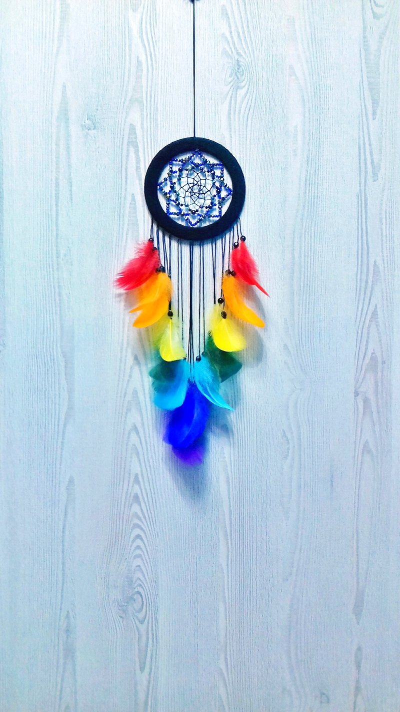 Rainbow dream catcher for kids Baby colorful dreamcatcher traditional - 壁貼/牆壁裝飾 - 繡線 多色