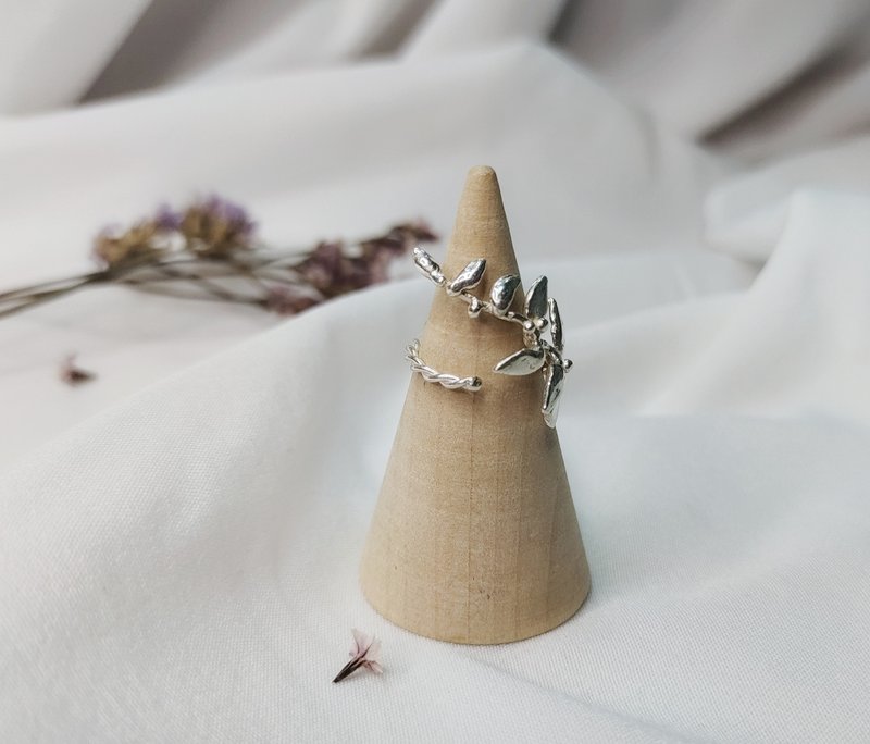 [Natural Series - Bay Leaf] Sterling Silver Ring 925 Sterling Silver Open Ring Custom Handmade - แหวนทั่วไป - เงินแท้ ขาว