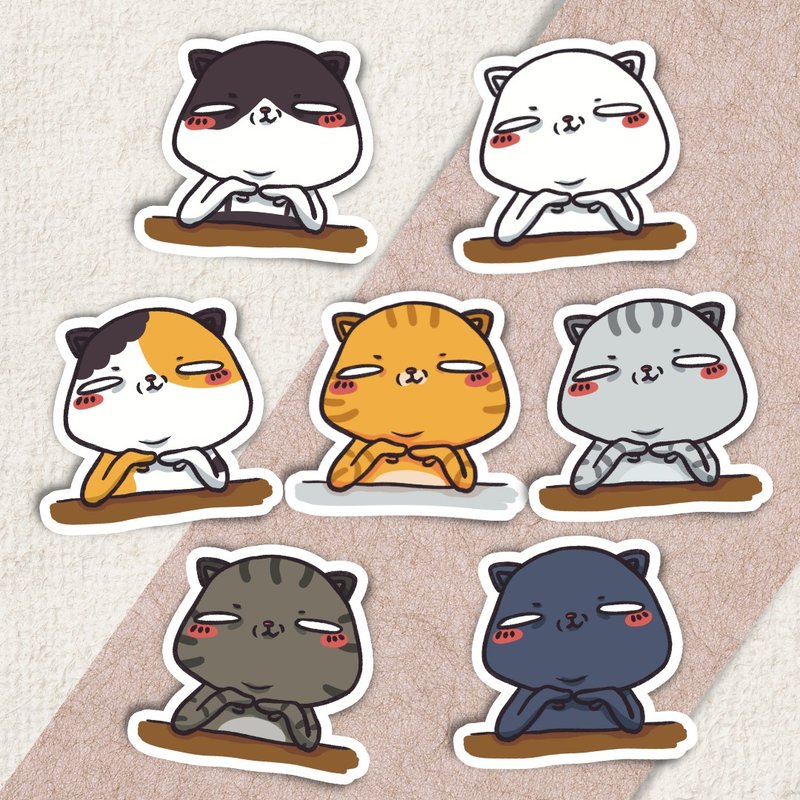 Cat stickers / I look at you quietly / pvc / 5cm - สติกเกอร์ - วัสดุอื่นๆ หลากหลายสี