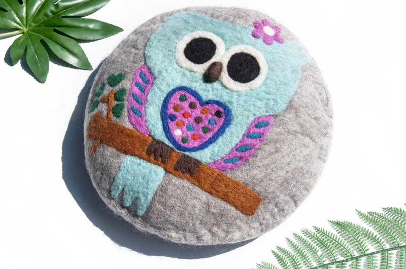 ピュア ウール フェルト チェア クッション ピロー ウール フェルト シート クッション ウール フェルト ピロー - トロピカル レインフォレスト 動物 フクロウ - 枕・クッション - ウール 多色