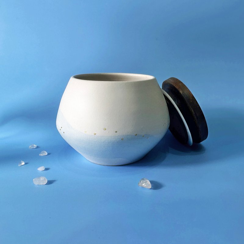 【渺渺嵐煙】手作 茶倉 收納罐 廚房用品 情人 生日 禮物 - 其他 - 陶 藍色