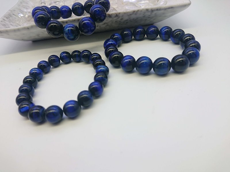 Dark night dawn blue tiger eye hand beads - Bracelets - Semi-Precious Stones Blue