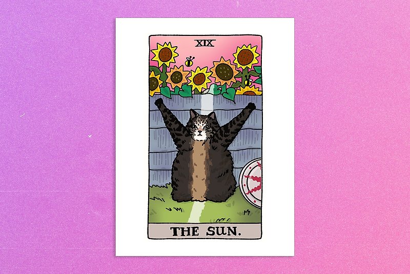 โปสเตอร์ติดผนัง ลายมีมแมว ไพ่ทาโรต์ ไพิยิปซี The Sun Plant Cat Meme Poster - โปสเตอร์ - กระดาษ 