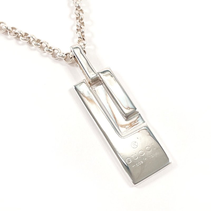【日本直送 中古美品】グッチ GUCCI ネックレス スクエア プレート シルバー925 アクセサリー 新品仕上げ済み - 項鍊 - 純銀 銀色