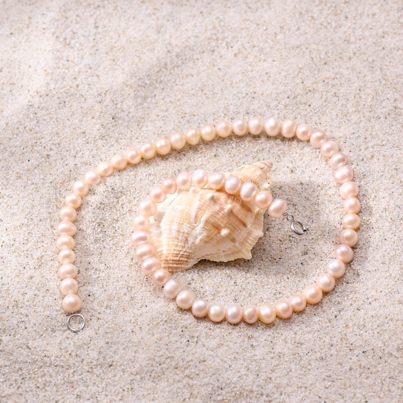 天然粉色珍珠套裝 8–9mm 圓形龍蝦扣 時尚優雅 感恩節禮物 - 項鍊 - 珍珠 粉紅色