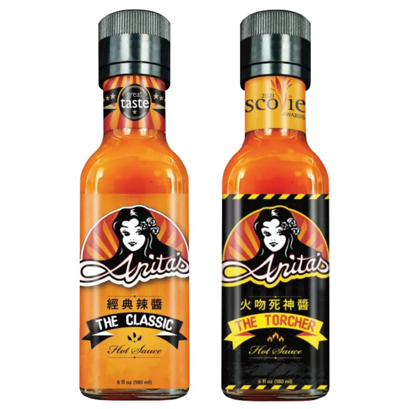 Anita's Anita's Fire Kissed Death Chili Sauce + Classic Hot Sauce Five-Spice Sauce 180ml 1 each - เครื่องปรุงรส - แก้ว สีแดง