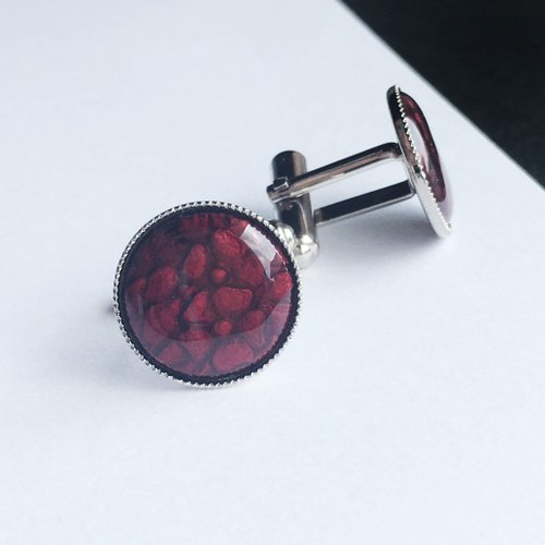 otashippo 小花 【ルビー Ruby】七寶焼のカフスボタン カフリンクス 丹銅メタル七寶