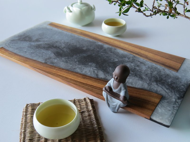HO MOOD Deconstruction Series-Handmade Wood Imitation Stone Tea Plate (Landscape - Coasters - Wood 