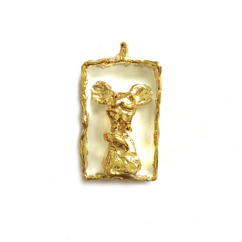 White Enamel Gold Bottom 12 Zodiac Lucky Pendant - White Enamel Collection