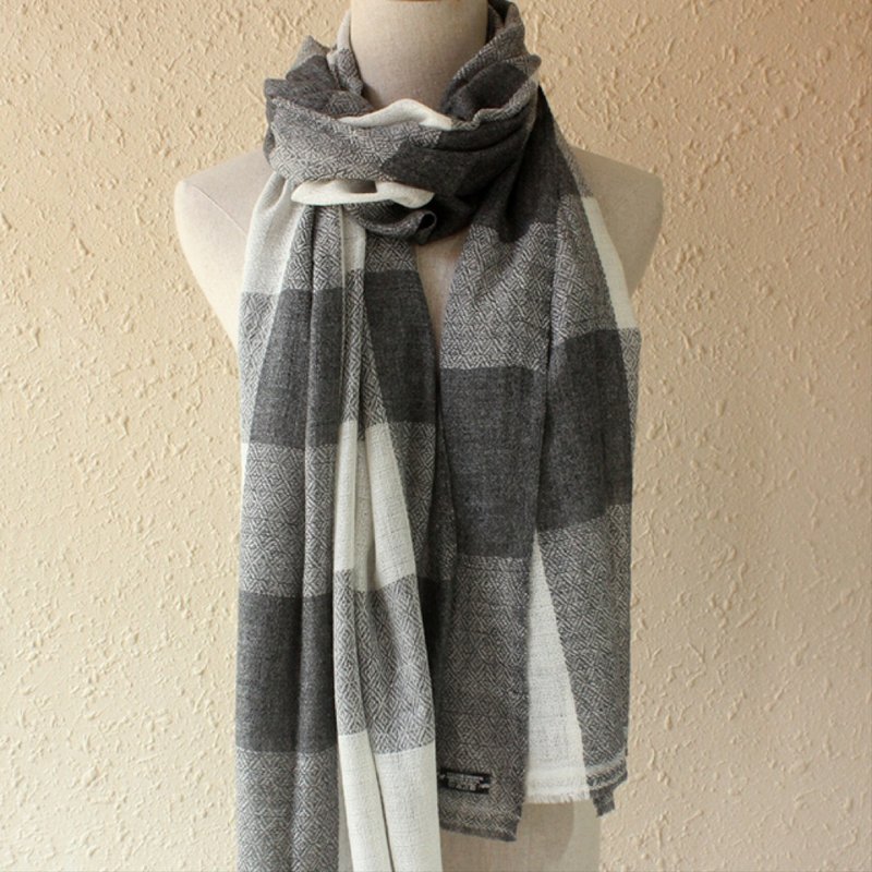 Nepal Cashmere Kashmir Cashmere Scarf Shawl Handmade Woven Gray Large