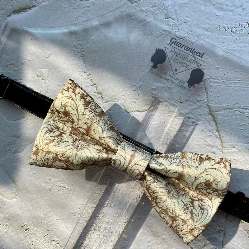 Style 0317 Brown Baroque Printed Bowtie - Bridal Groom Gift & Wedding Bowtie - Ties & Tie Clips - Polyester Brown