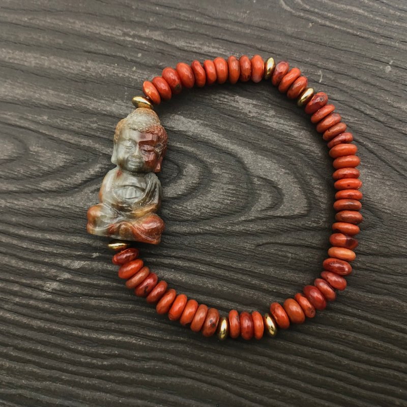 Entering the World Buddha-Myanmar A-quality jadeite red jade baby Buddha Nan red abacus bead bracelet [HotSummer] - Bracelets - Jade Red