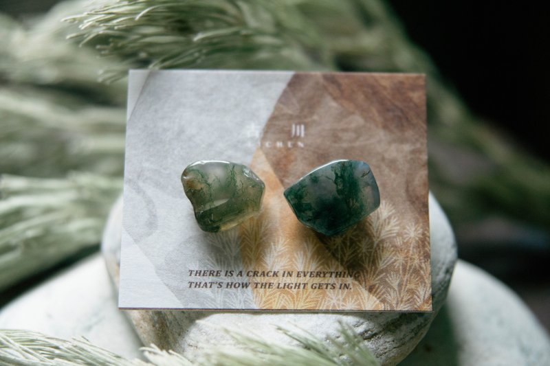 CRACK | 礦物系耳環 |  EARRINGS - 耳環/耳夾/耳骨夾 - 玉石 綠色