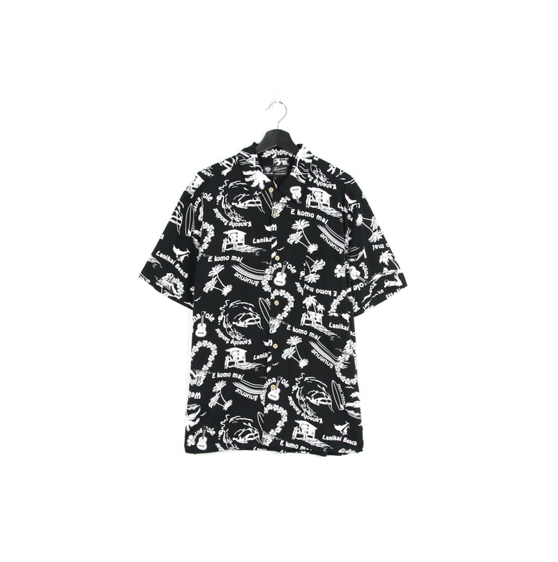 Back to Green- 度假夏威夷襯衫 黑底圖樣 /vintage shirts - 男襯衫/休閒襯衫 - 棉．麻 