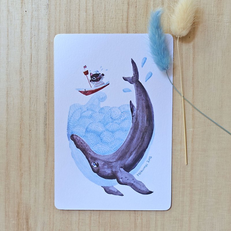 旅遊記憶－冰島 whale 黑貓- 黑仔  明信片 - 心意卡/卡片 - 紙 藍色