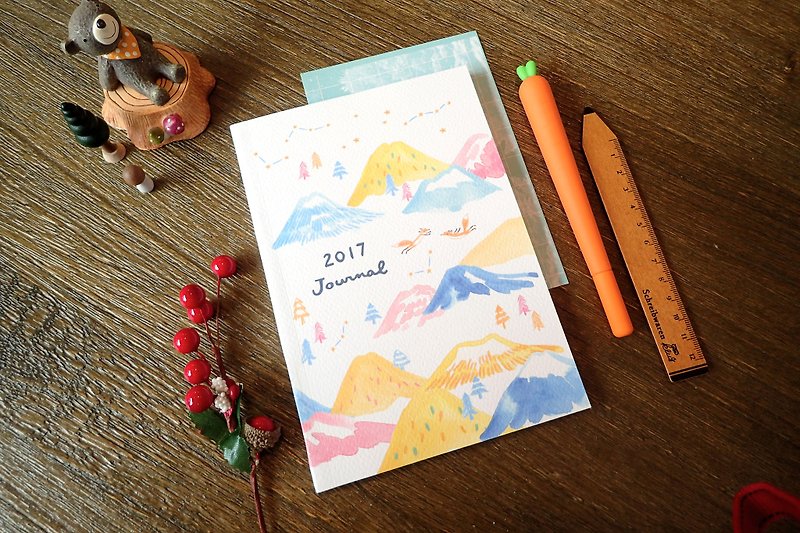 リトルフォックス2017年カレンダー - レインボーマウンテンフライング - ノート・手帳 - 紙 多色