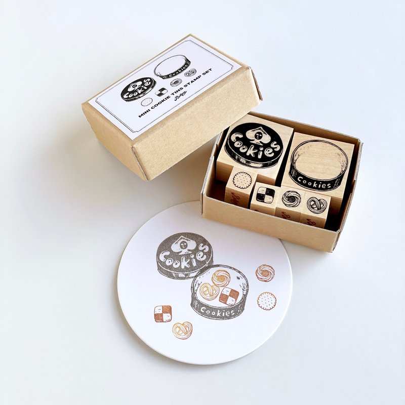 Mini Cookie Tin Stamp Set - Stamps & Stamp Pads - Rubber Khaki