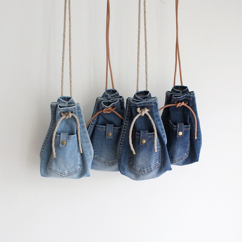 Denim Crossbody POUCH Upcycling - Messenger Bags & Sling Bags - Cotton & Hemp Blue