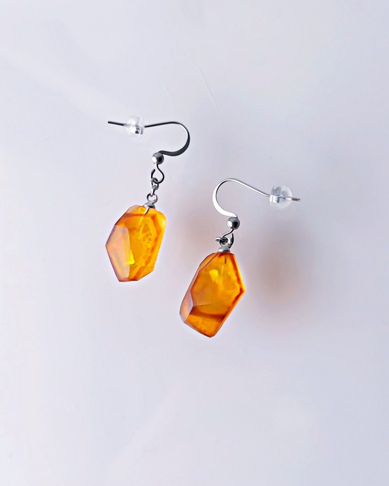 Frames Dangle Earrings / Fragment / Gem Fire 4-b - 耳環/耳夾 - 樹脂 黃色
