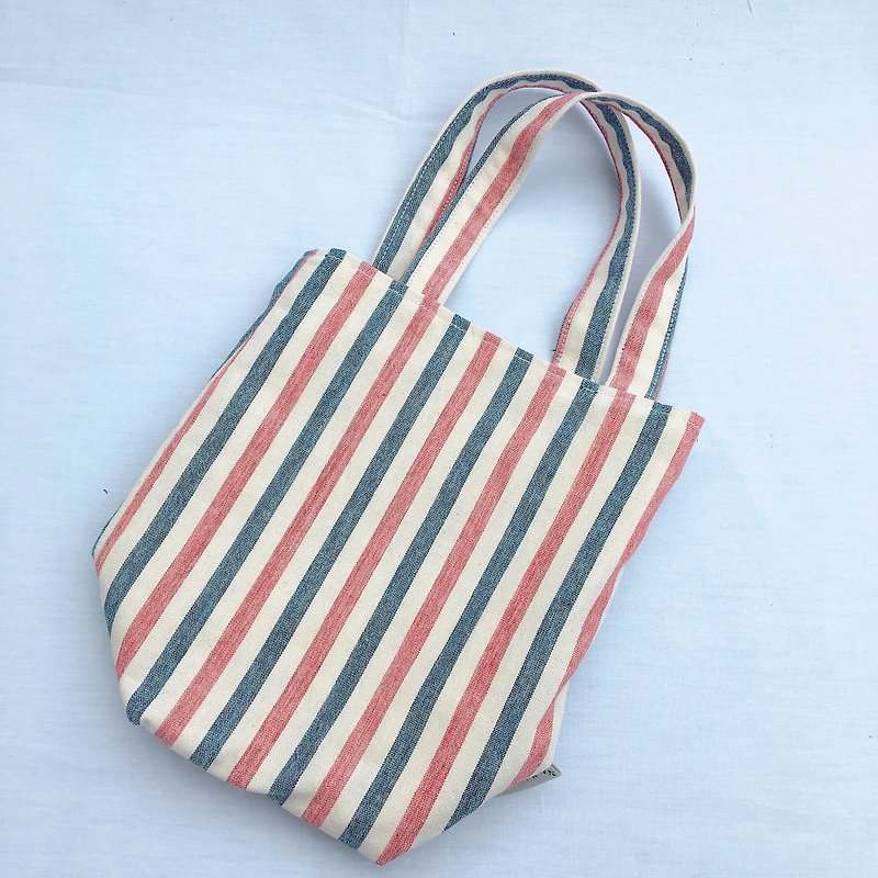 Stripe color - Green water bottle bag | - ถุงใส่กระติกนำ้ - ผ้าฝ้าย/ผ้าลินิน ขาว
