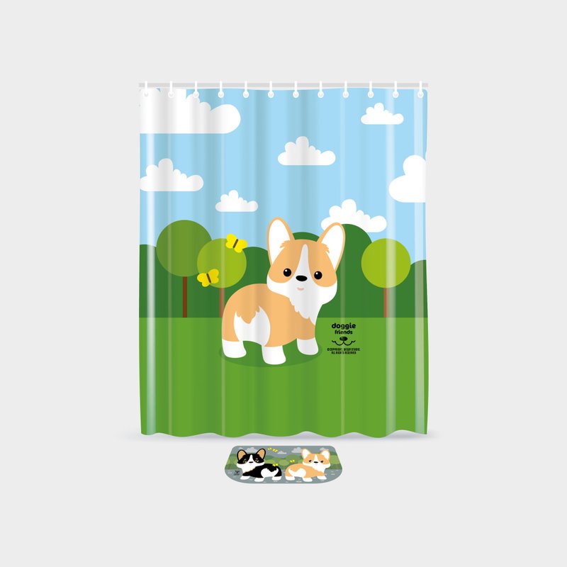 Shower Curtain - Corgi Pattern - Other Furniture - Nylon White