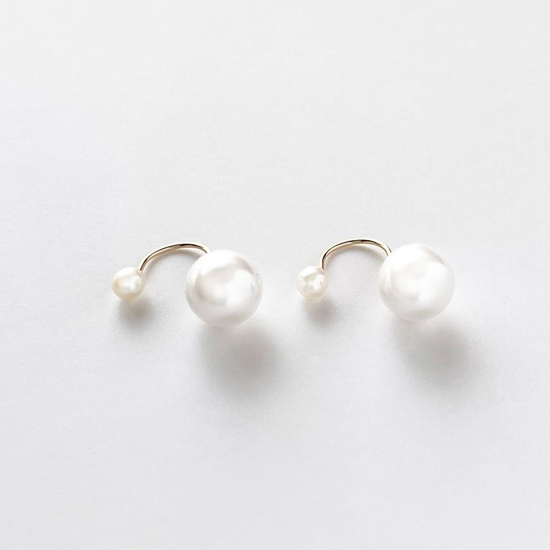 double pearl earrings - ต่างหู - ไข่มุก ขาว