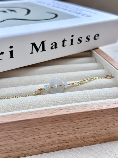 翡翠設計館 / 賞翠•玩翠 EXE Jewelry 冰淡粉紫平安扣14K包金手鍊 |天然緬甸翡翠