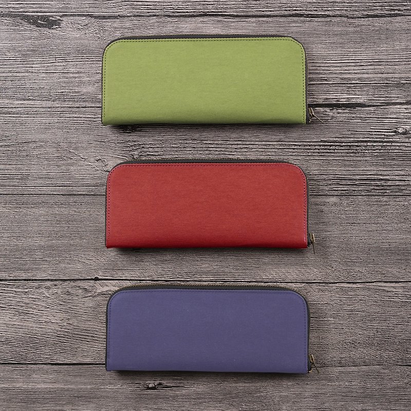 Washed Kraft Paper Zipper Long Clip_ Bright and Bright Colors - Wallets - Paper 