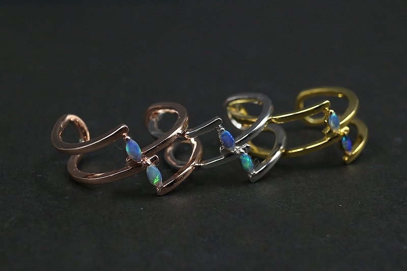 Opal Series: Double Heart Double Ring - แหวนทั่วไป - โลหะ หลากหลายสี