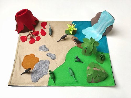LittleMe 兒童毛氈遊戲墊套裝 恐龍遊戲墊 小小世界遊戲 毛氈遊樂景觀