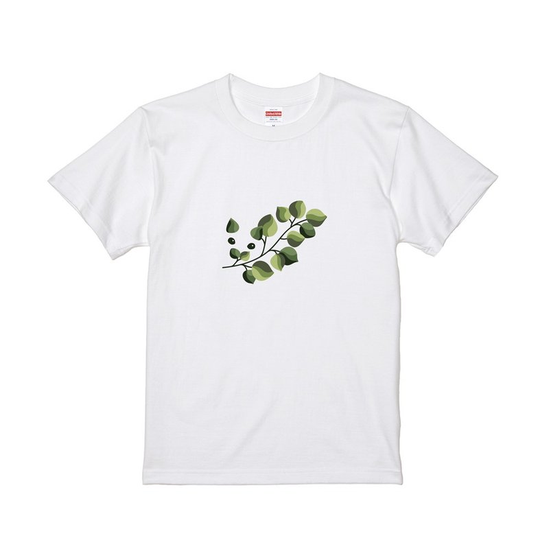 貓草圖鑑T恤 - 菱形葉貓 - 帽T/大學T - 棉．麻 白色