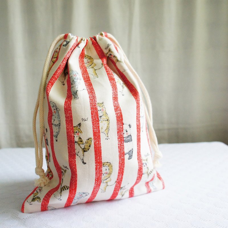 Lovely Japanese cloth [animal peekaboo TN notepad hand pocket bag] red, can be loaded with long clips - Toiletry Bags & Pouches - Cotton & Hemp White
