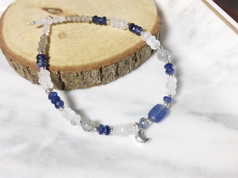MH sterling silver natural stone custom series _ winter month _ kyanite - Bracelets - Semi-Precious Stones Blue
