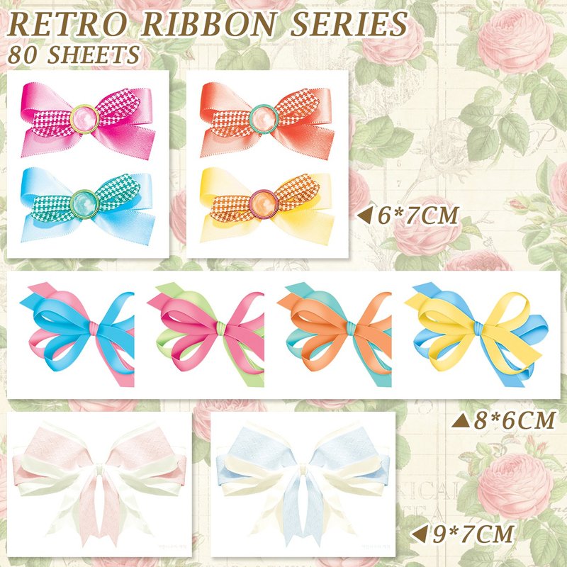 Retro Ribbon Series 8 types mix (honne market) - 貼紙 - 紙 多色