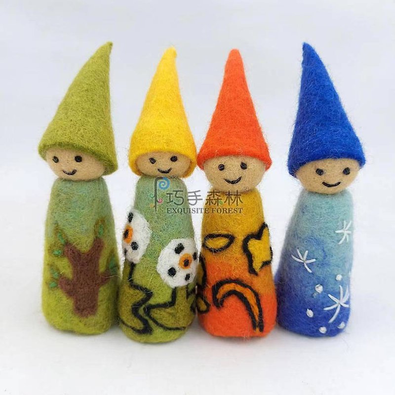 羊毛氈四季可愛人物玩偶 手工家居裝飾品 一套四個 兒童陪伴玩具 - 公仔模型 - 羊毛 多色