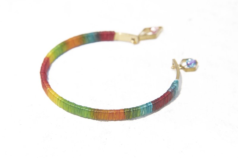 Hand-braided Bronze bracelet Bronze bracelet hand twist Sari line bracelet Hand bracelet - Morocco rainbow - สร้อยข้อมือ - โลหะ หลากหลายสี