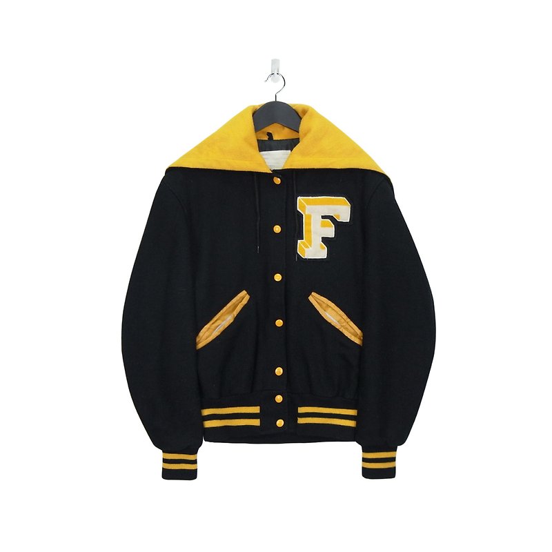A‧PRANK: DOLLY :: American retro brand DeLONG black collar (lapel / hooded) team sports jacket (J801114) - Women's Casual & Functional Jackets - Cotton & Hemp Black
