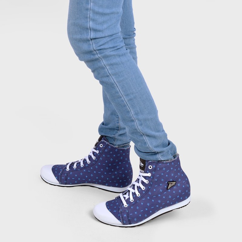 MIT [color-playing high-tube casual shoes-women's blue] casual shoes are comfortable and colorful to wear with high-tops - Women's Casual Shoes - Cotton & Hemp Blue